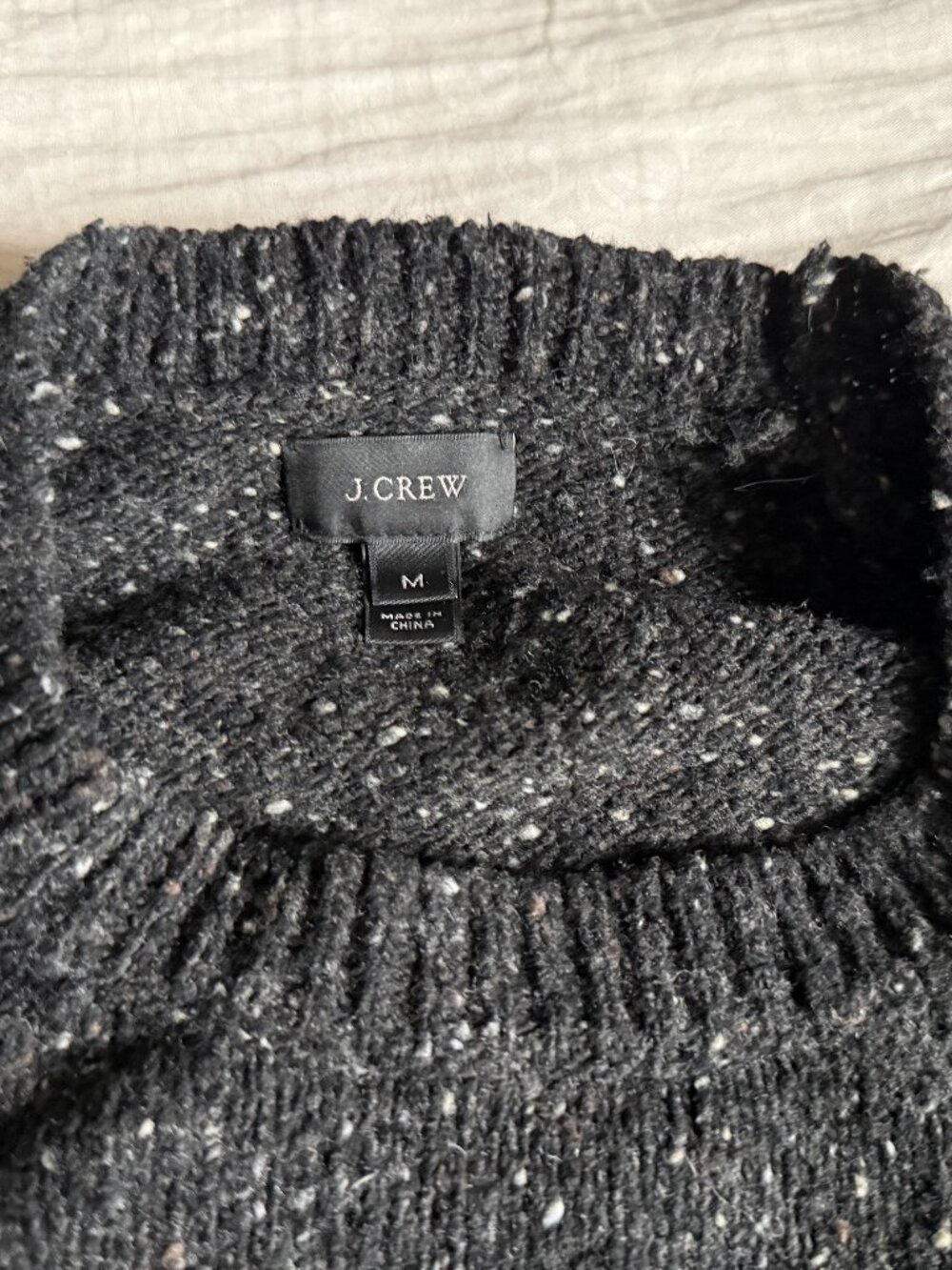 J.Crew Wool crewneck sweater Medium Black donegal $125